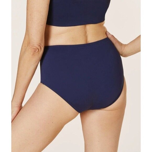 Andie Swim High Waist Bikini Bottom Stretch Navy Blue Large NEW In Package E - Picture 2 of 3